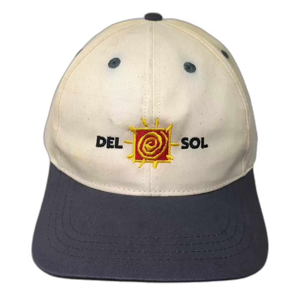 Del Sol Baseball Cap White Blue One Size Slideback Embroidered Sun Powered Logo